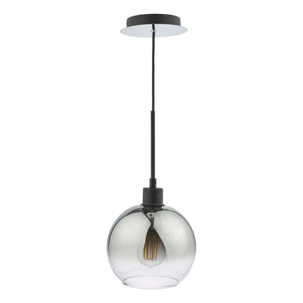 Lycia 1 Light Single Pendant Matt Black Ombre Smoked Glass - Image 2