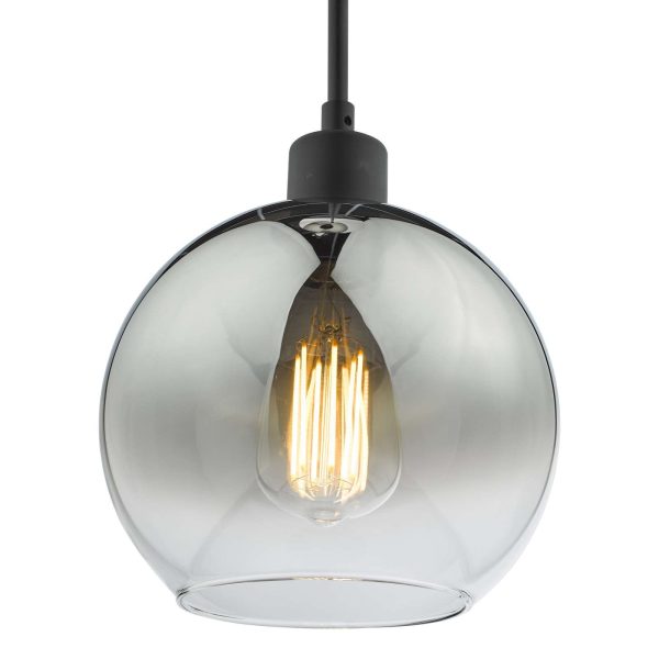 Lycia 1 Light Single Pendant Matt Black Ombre Smoked Glass - Image 3