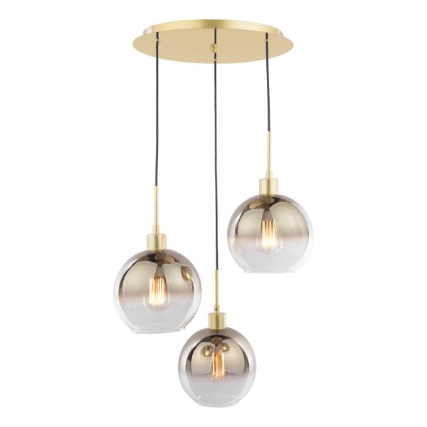 Lycia 3 Light Cluster Pendant Polished Gold and Gold Ombre Glass