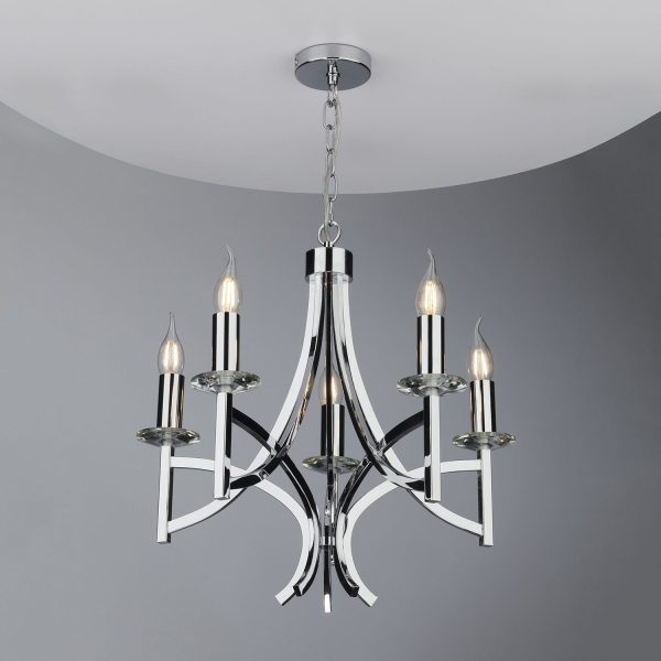 Lyon 5lt Pendant Polished Chrome & Crystal - Image 5