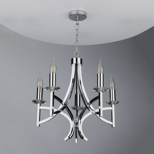 Lyon 5lt Pendant Polished Chrome & Crystal - Image 6