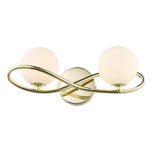 Lysandra 2 Light Wall Light Polished Gold and Opal Glass