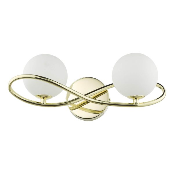 Lysandra 2 Light Wall Light Polished Gold and Opal Glass - Image 2