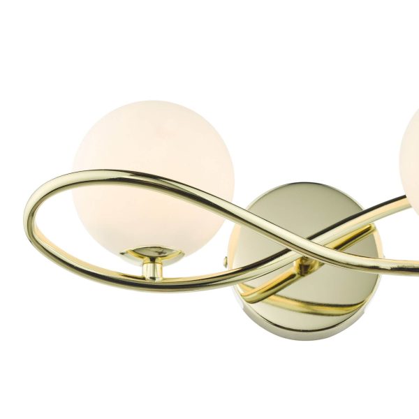 Lysandra 2 Light Wall Light Polished Gold and Opal Glass - Image 3