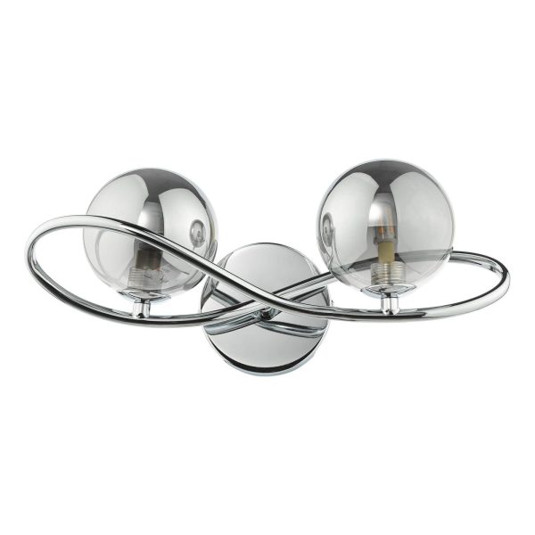 Lysandra 2 Light Wall Light Polished Chrome and Smoked Glass - Image 2