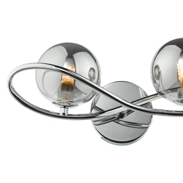 Lysandra 2 Light Wall Light Polished Chrome and Smoked Glass - Image 3