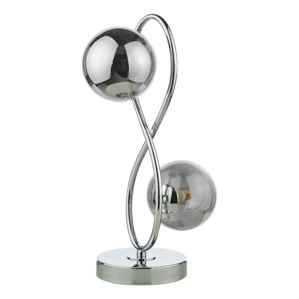 Lysandra 2 Light Table Lamp Polished Chrome and Smoked Glass - Image 2