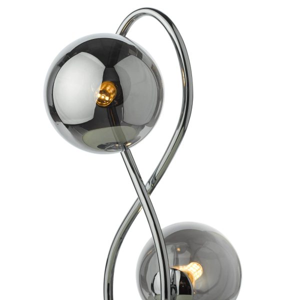 Lysandra 2 Light Table Lamp Polished Chrome and Smoked Glass - Image 3