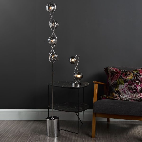 Lysandra 2 Light Table Lamp Polished Chrome and Smoked Glass - Image 4