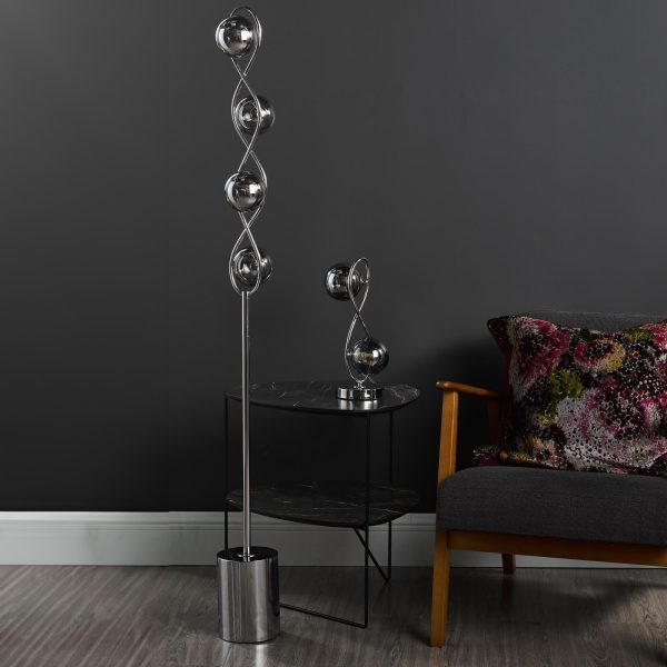 Lysandra 2 Light Table Lamp Polished Chrome and Smoked Glass - Image 5