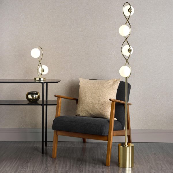 Lysandra 4 Light Floor Lamp Polished Gold and Opal Glass - Image 4