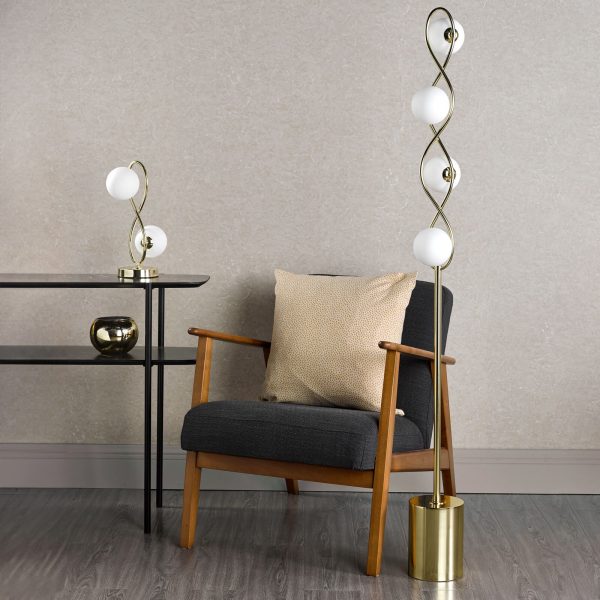 Lysandra 4 Light Floor Lamp Polished Gold and Opal Glass - Image 5