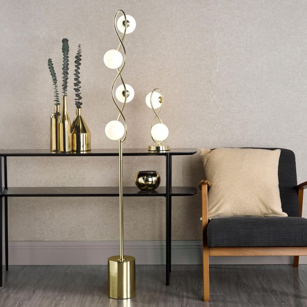 Lysandra 4 Light Floor Lamp Polished Gold and Opal Glass - Image 6