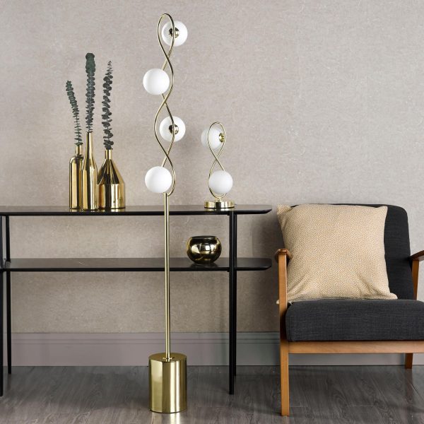 Lysandra 4 Light Floor Lamp Polished Gold and Opal Glass - Image 7