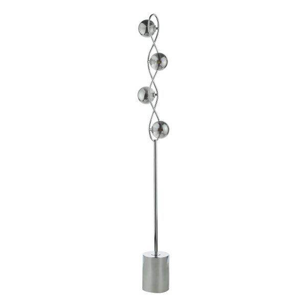 Lysandra 4 Light Floor Lamp Polished Chrome and Smoked Glass - Image 2