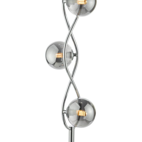 Lysandra 4 Light Floor Lamp Polished Chrome and Smoked Glass - Image 3