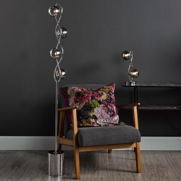 Lysandra 4 Light Floor Lamp Polished Chrome and Smoked Glass - Image 6