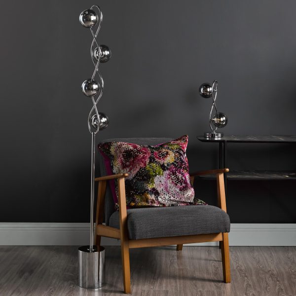 Lysandra 4 Light Floor Lamp Polished Chrome and Smoked Glass - Image 7