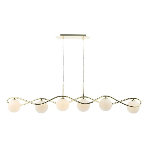 Lysandra 6 Light Bar Pendant Polished Gold and Opal Glass