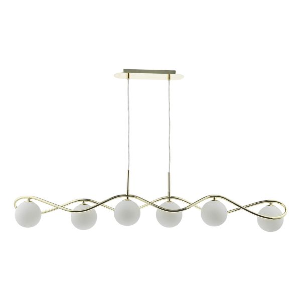 Lysandra 6 Light Bar Pendant Polished Gold and Opal Glass - Image 2