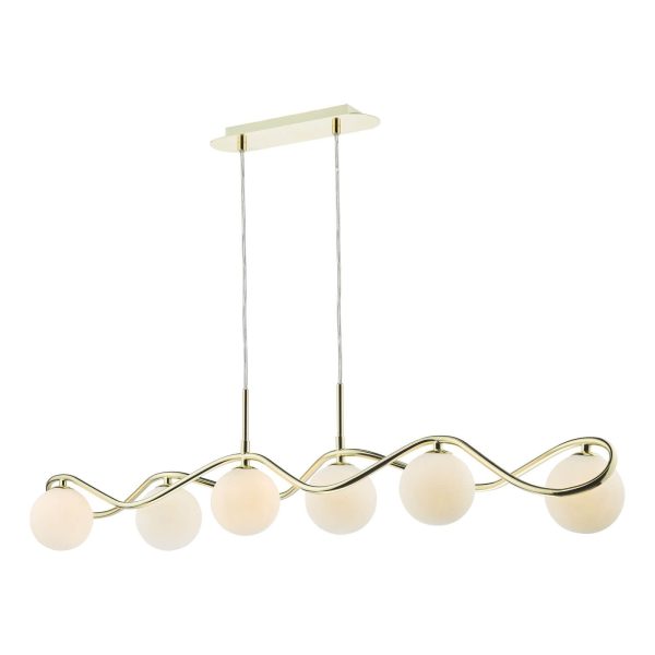 Lysandra 6 Light Bar Pendant Polished Gold and Opal Glass - Image 3