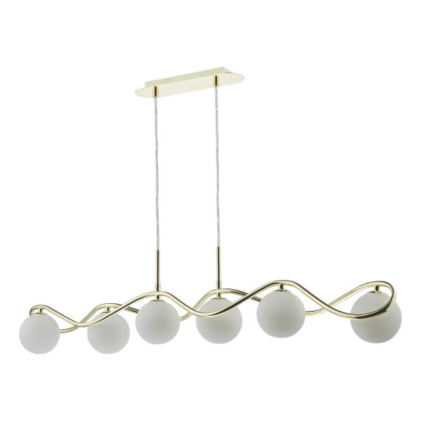 Lysandra 6 Light Bar Pendant Polished Gold and Opal Glass - Image 4