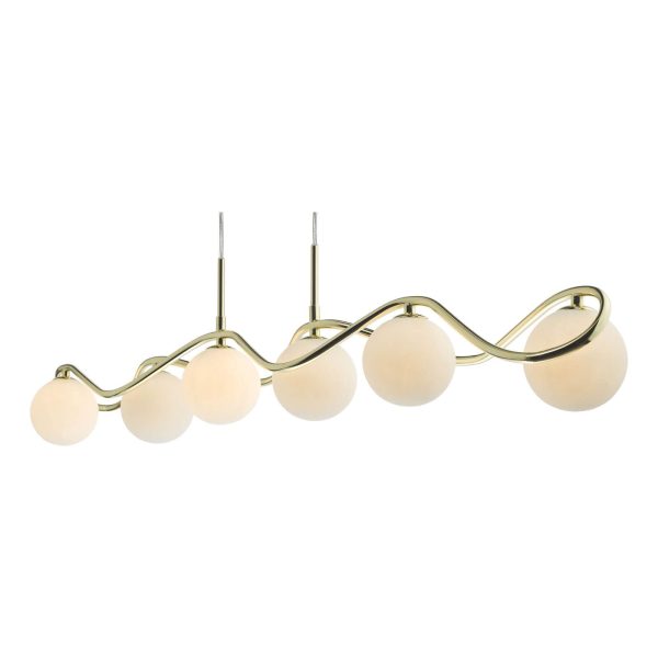 Lysandra 6 Light Bar Pendant Polished Gold and Opal Glass - Image 5