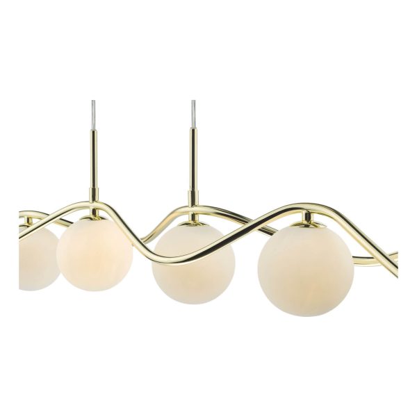 Lysandra 6 Light Bar Pendant Polished Gold and Opal Glass - Image 6