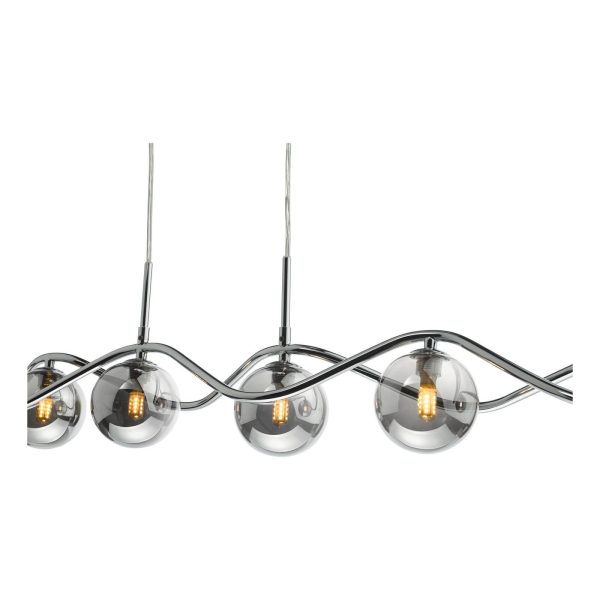 Lysandra 6 Light Bar Pendant Polished Chrome and Smoked Glass - Image 5