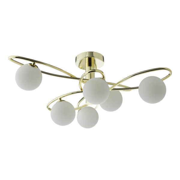 Lysandra 6 Light Semi-Flush Polished Gold and Opal Glass - Image 2