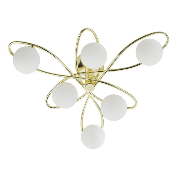 Lysandra 6 Light Semi-Flush Polished Gold and Opal Glass - Image 11