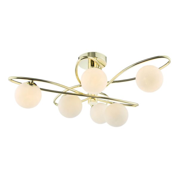 Lysandra 6 Light Semi-Flush Polished Gold and Opal Glass - Image 3