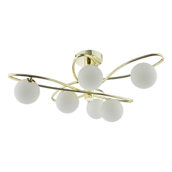 Lysandra 6 Light Semi-Flush Polished Gold and Opal Glass - Image 4