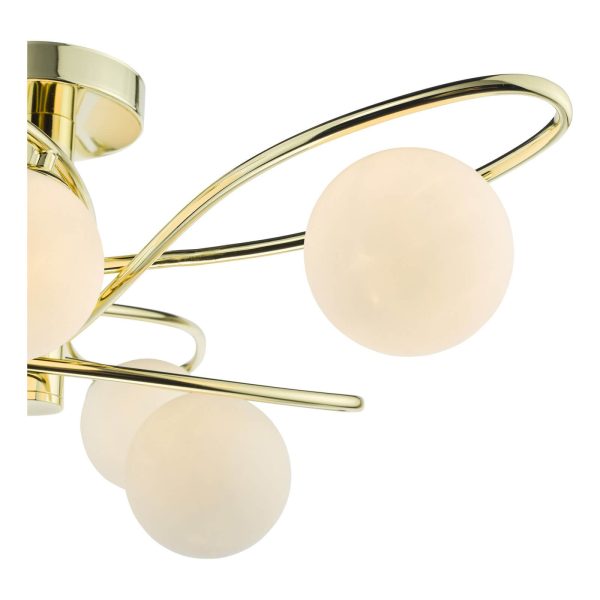 Lysandra 6 Light Semi-Flush Polished Gold and Opal Glass - Image 5