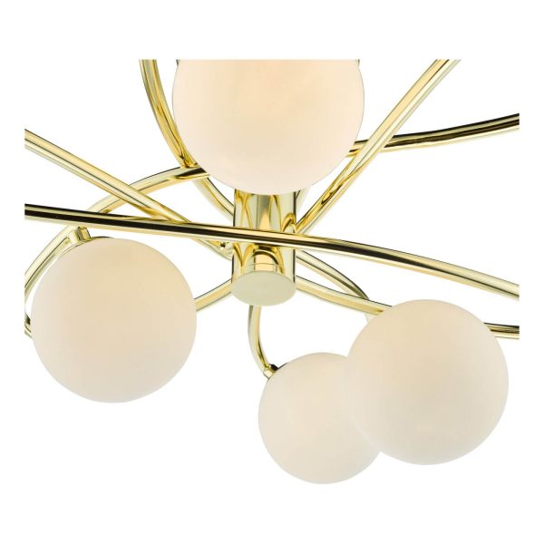 Lysandra 6 Light Semi-Flush Polished Gold and Opal Glass - Image 6