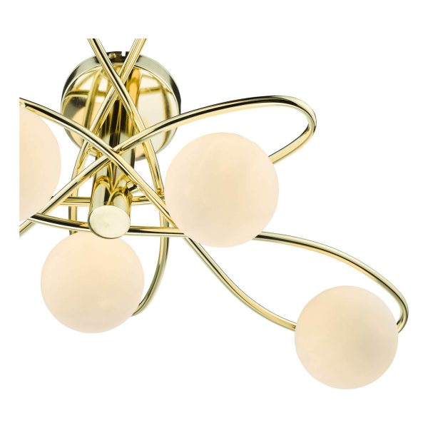 Lysandra 6 Light Semi-Flush Polished Gold and Opal Glass - Image 7