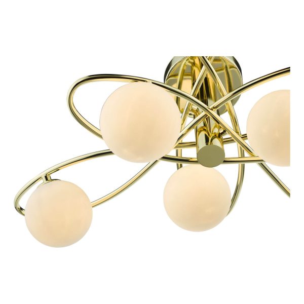 Lysandra 6 Light Semi-Flush Polished Gold and Opal Glass - Image 8