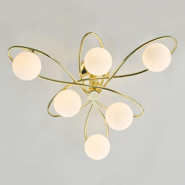 Lysandra 6 Light Semi-Flush Polished Gold and Opal Glass - Image 9