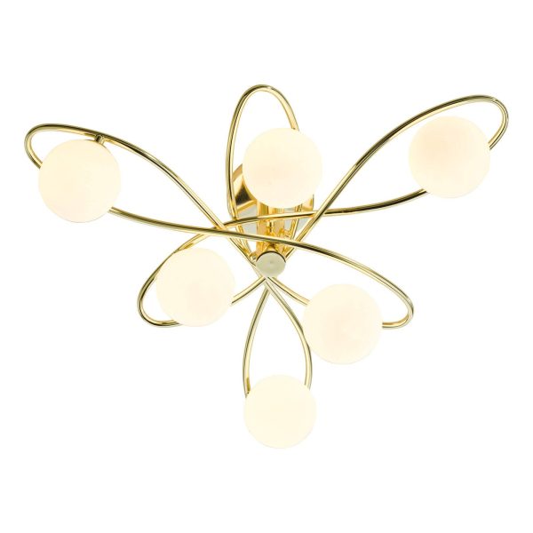 Lysandra 6 Light Semi-Flush Polished Gold and Opal Glass - Image 10