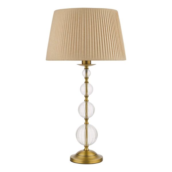 Lyzette Table Lamp Aged Brass Ribbed Glass With Shade - Image 2