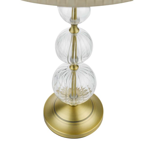 Lyzette Table Lamp Aged Brass Ribbed Glass With Shade - Image 3