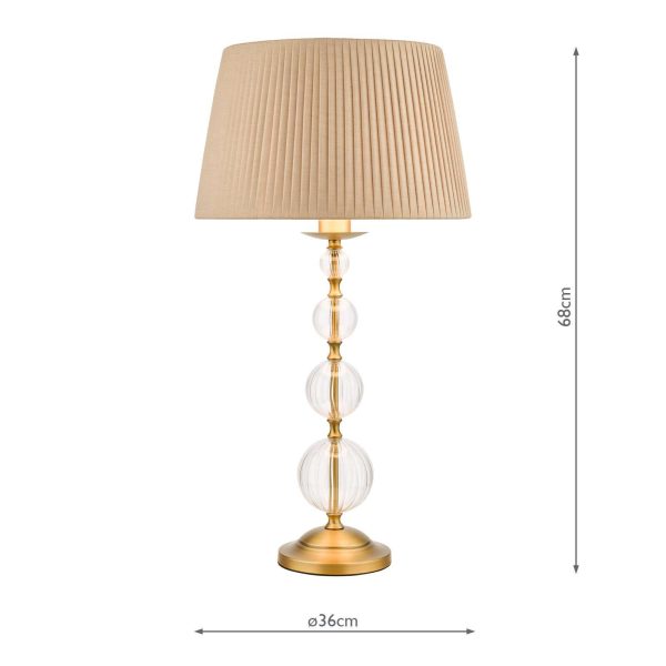 Lyzette Table Lamp Aged Brass Ribbed Glass With Shade - Image 9