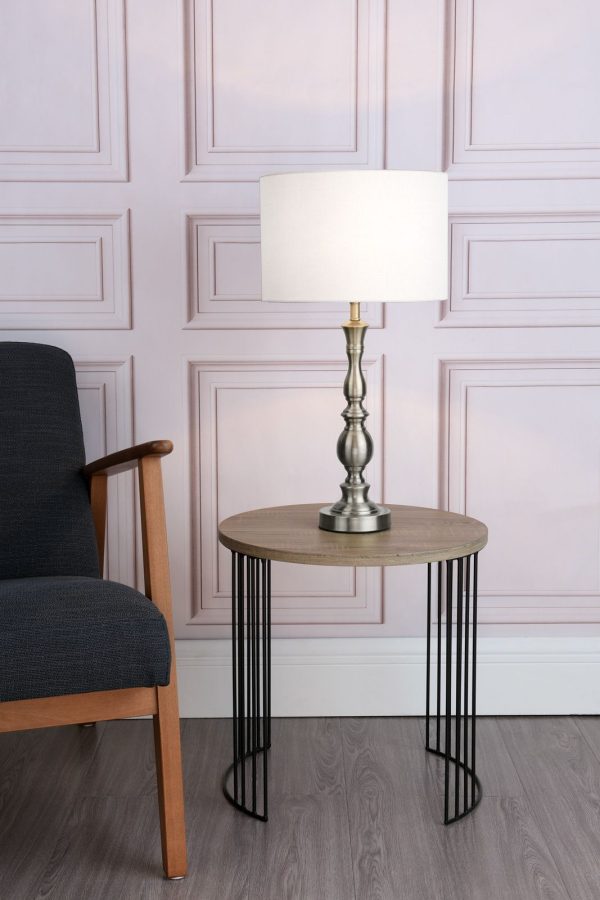 Madrid Table Lamp Satin Chrome With Shade - Image 5