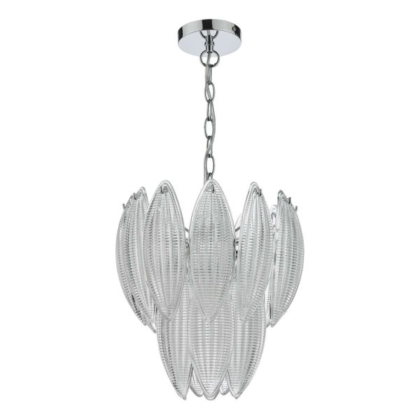 Maeve 6 Light Pendant Polished Chrome Textured Glass - Image 2