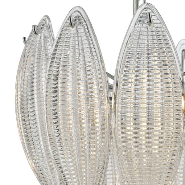 Maeve 6 Light Pendant Polished Chrome Textured Glass - Image 3