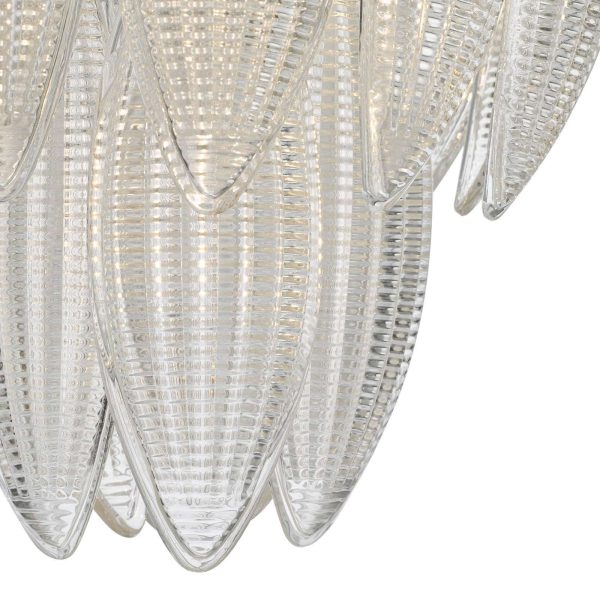 Maeve 6 Light Pendant Polished Chrome Textured Glass - Image 4