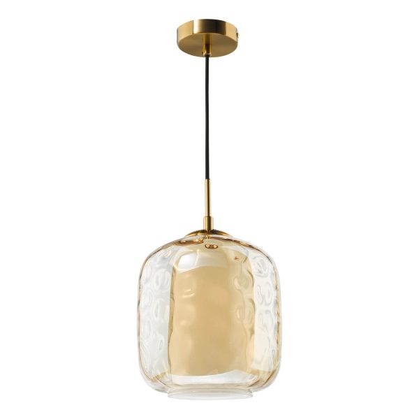 Majella Pendant Aged Brass and Champagne Glass - Image 2