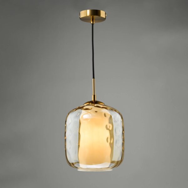 Majella Pendant Aged Brass and Champagne Glass - Image 3