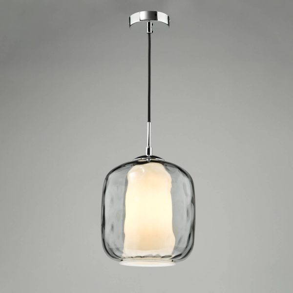 Majella Pendant Polished Chrome and Smoked Glass - Image 3