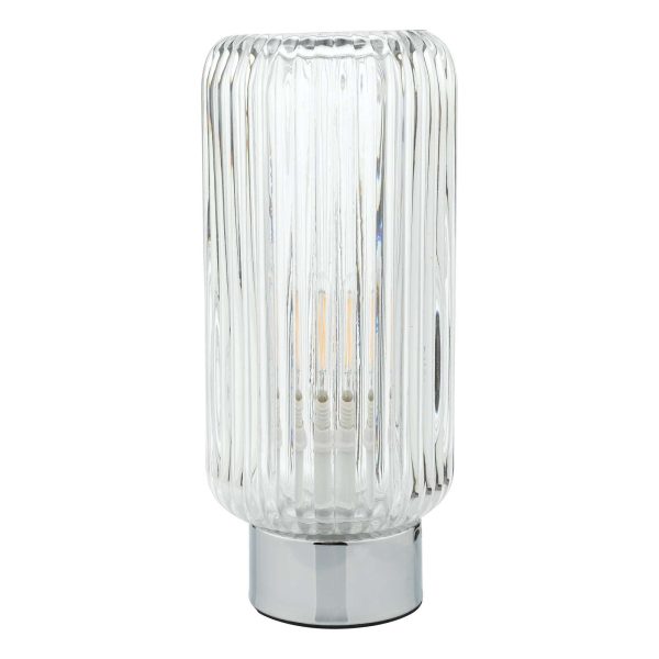 Mason Touch Table Lamp Polished Chromed Ribbed Glass - Image 2